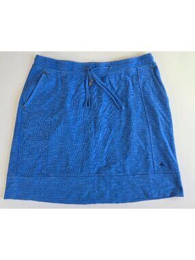 Tommy Bahama 100% Cotton Blue Drawstring Skirt Pockets Size S Petite